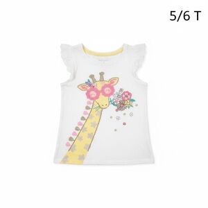 Cynthia Rowley White Tank Top with Giraffe and Floral Design
